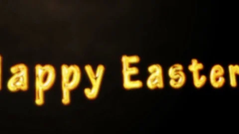 Happy Easter Golden Text and Glittering Particles against Black Background Stock Footage 125641438