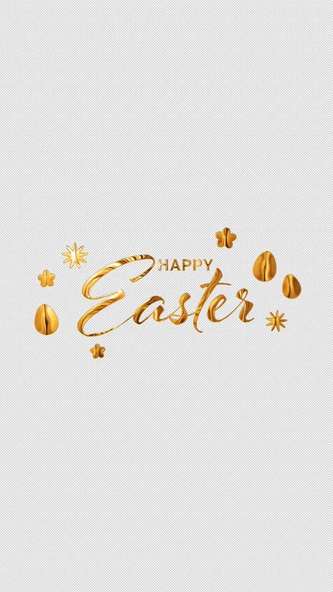 Happy Easter golden text animation with colorful eggs and flowers Stock Footage 330788240