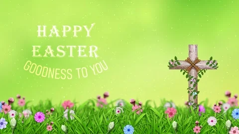 Happy easter goodness to you text shines brightly above the religious cross Stock Footage 331129557