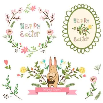 Happy easter graphic elements,vector set 스톡 일러스트