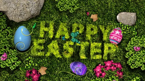 Happy Easter Grass Stock Footage 35257828