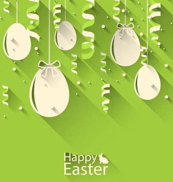 Happy Easter Green Background with Eggs and Serpentine Stock Illustration