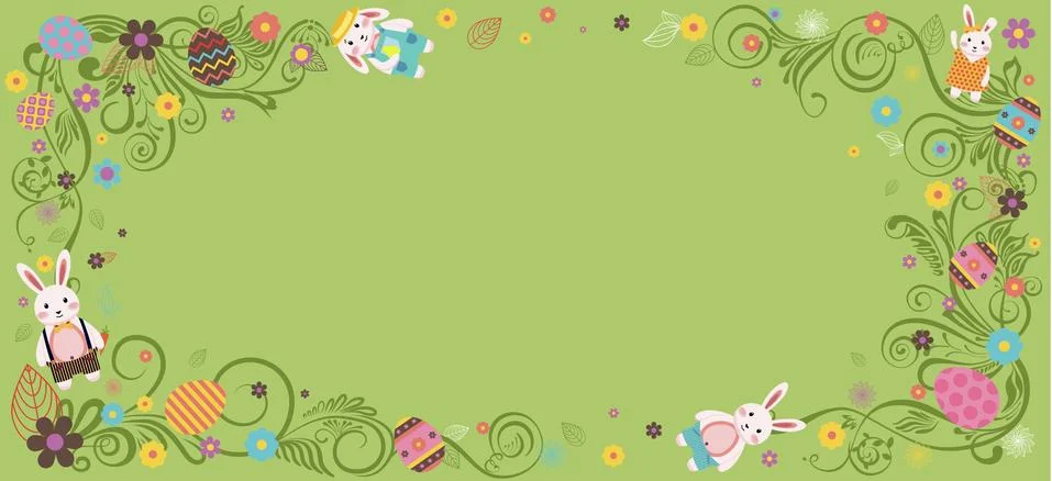 Happy Easter green background Stock Illustration