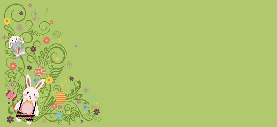 Happy Easter green background for printed material Stock Illustration
