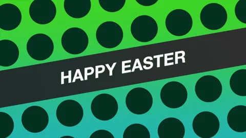Happy Easter on green geometric dots pattern Stock Footage 166386365