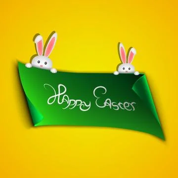 Happy easter. Green ribbon in the form of a banner. Place for your projects Stock Illustration