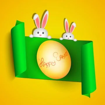 Happy easter. Green ribbon in the form of a banner. Place for your projects Illustrazione stock