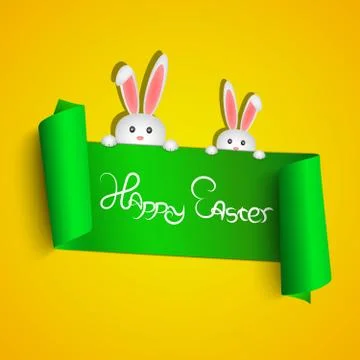 Happy easter. Green ribbon in the form of a banner. Place for your projects Illustrazione stock