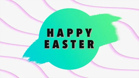 Happy Easter with green shapes on waves pattern Stock Footage 168815312