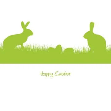 Happy Easter - green silhouette Stock Illustration