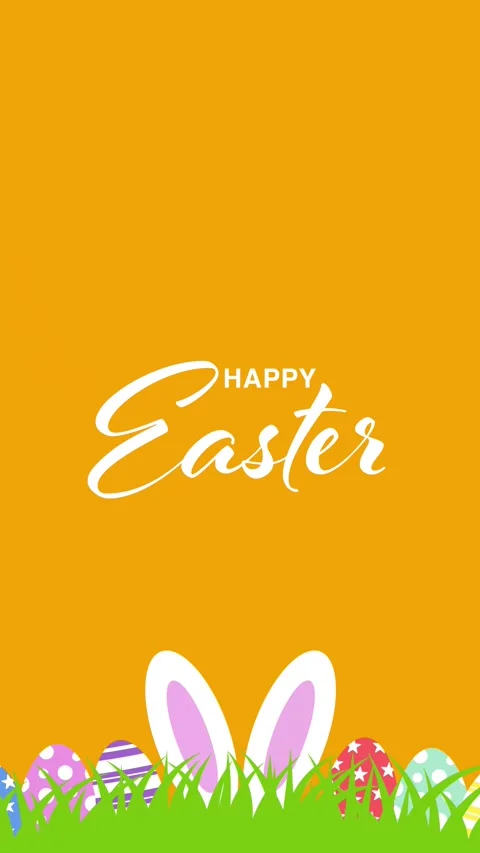 Happy Easter greeting animation with Easter bunny ears and colorful eggs. Stock Footage 330922536