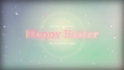 Happy Easter greeting animation on soft pastel spring background Stock Footage 335945037