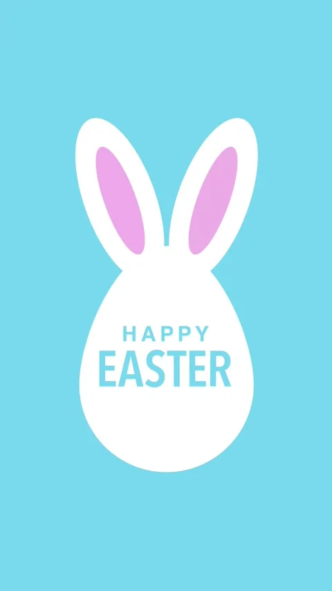 Happy Easter greeting animation with white bunny ear egg silhouette Stock Footage 330932050