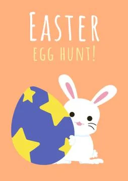 Happy easter greeting background with bunny behind easter egg Stock Illustration