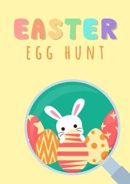 Happy easter greeting background with bunny behind easter egg Stock Illustration