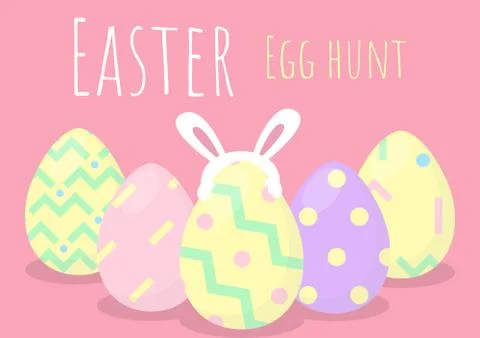 Happy easter greeting background with bunny behind easter egg Stock Illustration