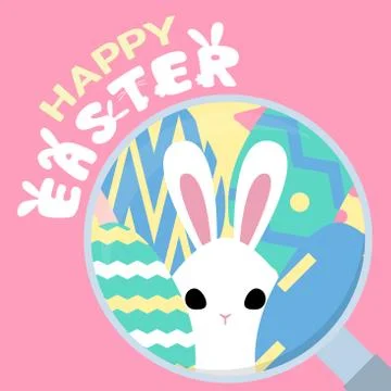 Happy easter greeting background with easter bunny and egg Stock Illustration