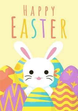 Happy easter greeting background with egg around bunny Stock Illustration