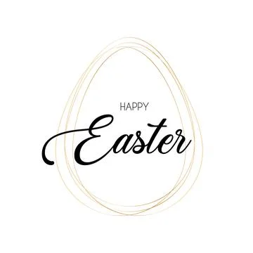 Happy Easter greeting background. Egg shape golden  frame Vector illustration Stock Illustration