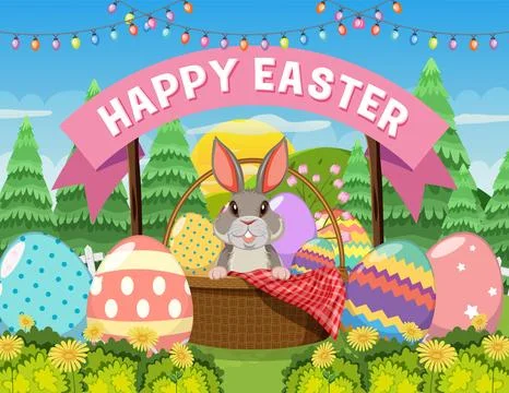 Happy Easter Greeting Banner Design Illustrazione stock