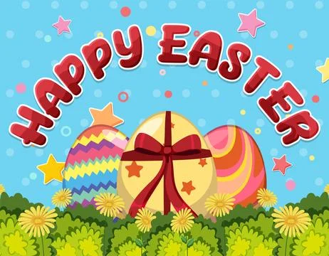 Happy Easter Greeting Banner Design 스톡 일러스트