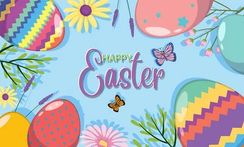 Happy Easter Greeting Banner Design イラスト素材
