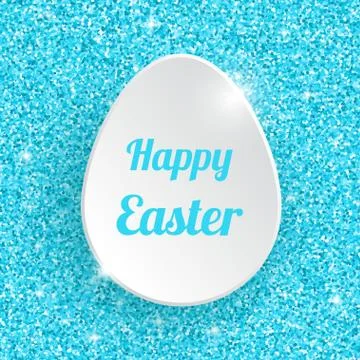 Happy Easter Greeting Card with 3d White Paper Egg Stock Illustration