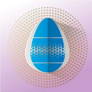 Happy Easter greeting card. 3d paper cut easter egg concept design background Stock Illustration