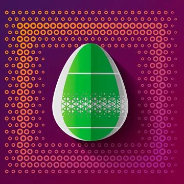 Happy Easter greeting card. 3d paper cut easter egg concept design background Stock Illustration