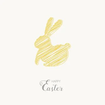 Happy Easter. Greeting card with abstract bunny. Vector Illustrazione stock