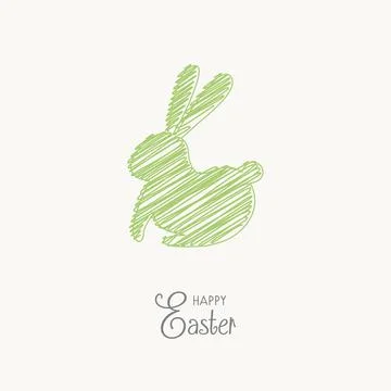 Happy Easter. Greeting card with abstract bunny. Vector 库存插图