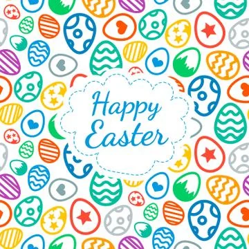 Happy Easter greeting card background color of the eggs seamless pattern Stock Illustration