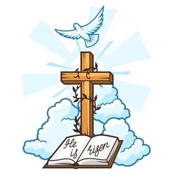 Happy Easter greeting card. Background with religious symbol. 스톡 일러스트