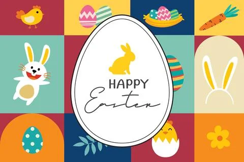 Happy easter greeting card background template.Can be used for cover, invit.. Stock Illustration
