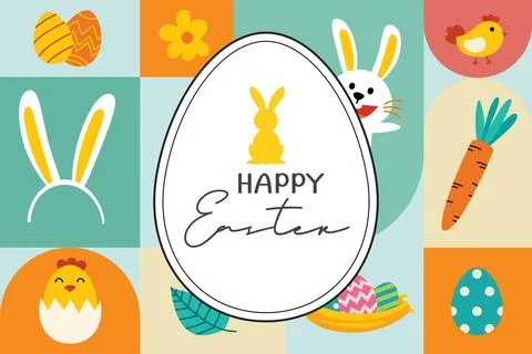 Happy easter greeting card background template.Can be used for cover, invit.. Stock Illustration
