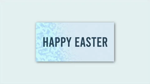 Happy Easter greeting card blue text on white background Stockbeeldmateriaal 260917537