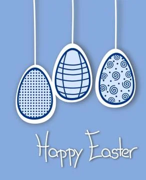 Happy easter greeting card in blue Stock Illustration