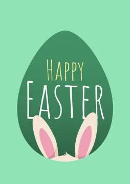 Happy easter greeting card with bunny and easter egg Stock Illustration