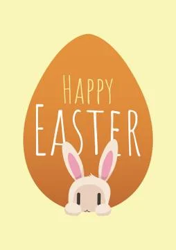 Happy easter greeting card with bunny and easter egg Stock Illustration