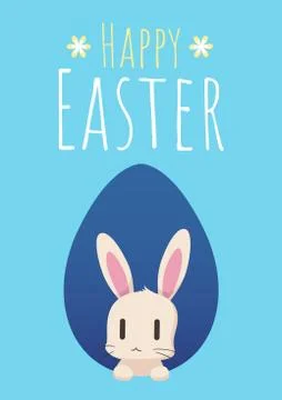 Happy easter greeting card with bunny and easter egg Illustrazione stock