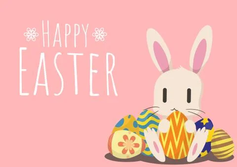 Happy easter greeting card with bunny and easter egg Stock Illustration