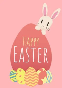 Happy easter greeting card with bunny and easter egg Stock Illustration