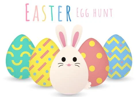 Happy easter greeting card with bunny egg Illustrazione stock