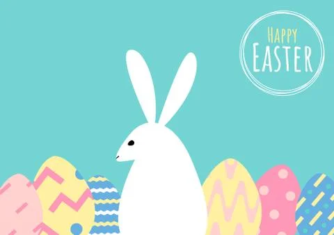 Happy easter greeting card with bunny and egg Stock Illustration