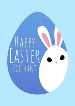 Happy easter greeting card with bunny hiding Stock Illustration