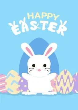Happy easter greeting card with bunny and egg Stock Illustration
