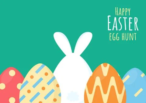 Happy easter greeting card with bunny and egg Stock Illustration