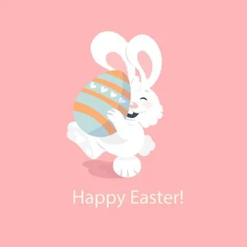 Happy Easter greeting card. with bunny and eggs Stock Illustration