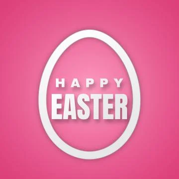 Happy Easter Greeting Card with Color Paper Easter Egg on Pink Background. Ve Stock Illustration