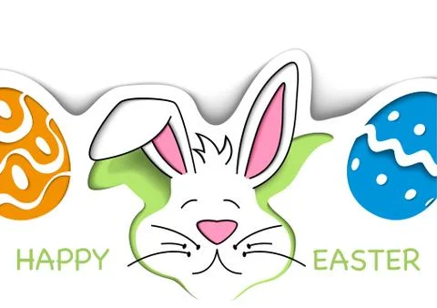 Happy Easter Greeting Card in Cut Out Paper Style Stock Illustration